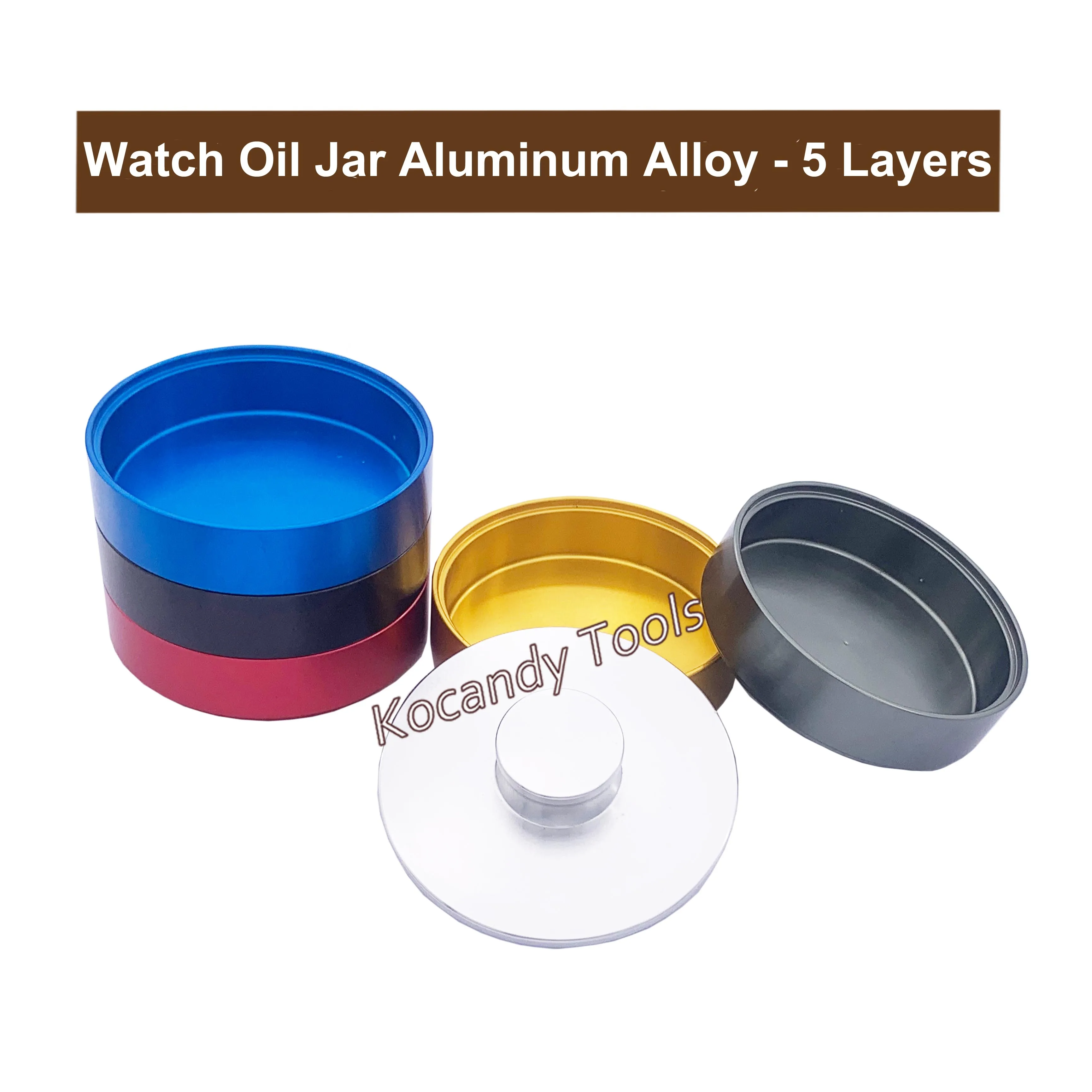 Watch Oil Washing Jar Aluminium Alloy 5 Layers Watch Movement Maintenance Repair Cleaning Tool