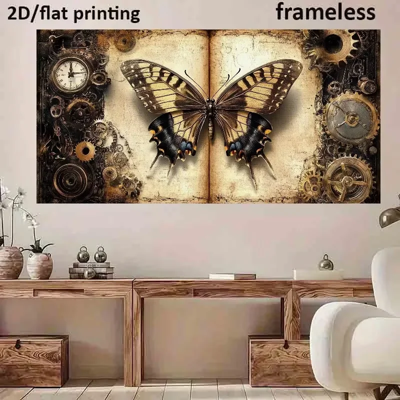 Multiple sizes 1pc frameless Large size Canvas Painting,2D Flat, 2D Flat, 1pc 19*39In/50*100Cm 2D/Flat Printing Canvas | Butterf