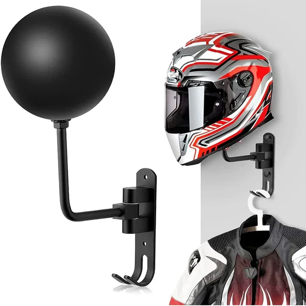 Heavy-Duty 180° Rotatable Helmet Holder - Aluminum & Stainless Steel, Wall-Mounted for Helmets, Apparel & Accessories