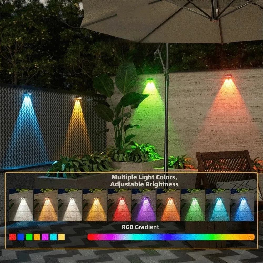 Waterproof Solar Wall Light Wall-Mounted Energy-Saving RGB Wall Light High-Efficiency Solar Panel Gradient Glow