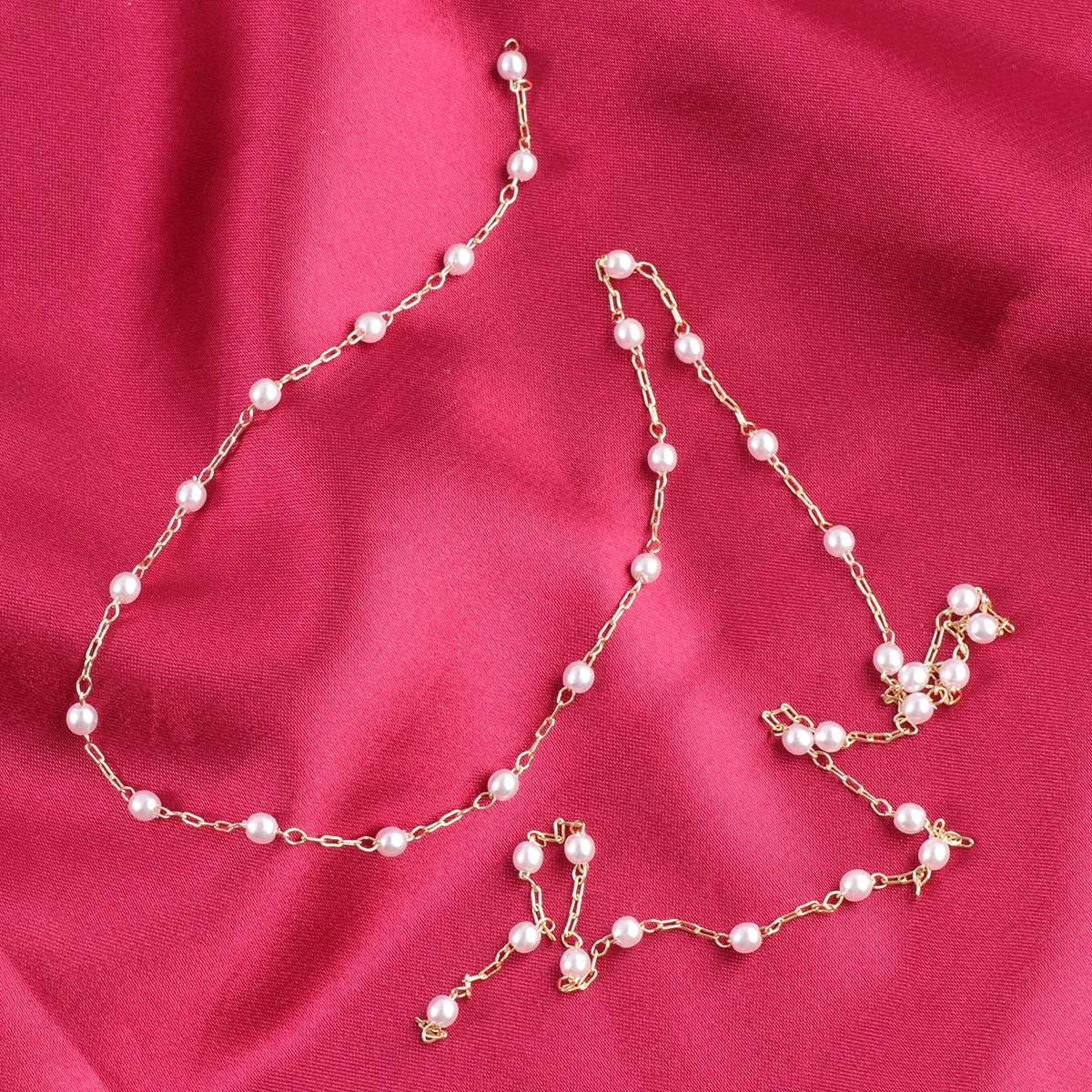 

50cm Pearl Chain Spool Durable Cable Chain DIY Making Accessories No Knotting Twisted Chains for Necklace Bracelet Crafting