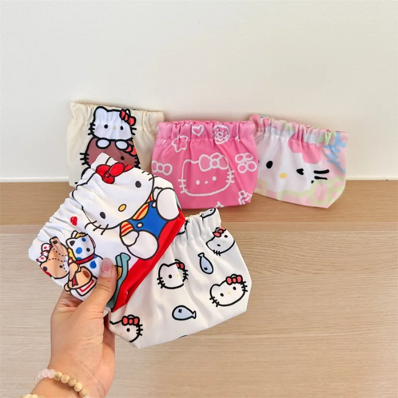 Cartoon Cute Sanrios Hellokittys Stacking Music Magnetic Zero Money Bag Anime Kawaii Sanitary Napkins Miscellaneous Storage Bag