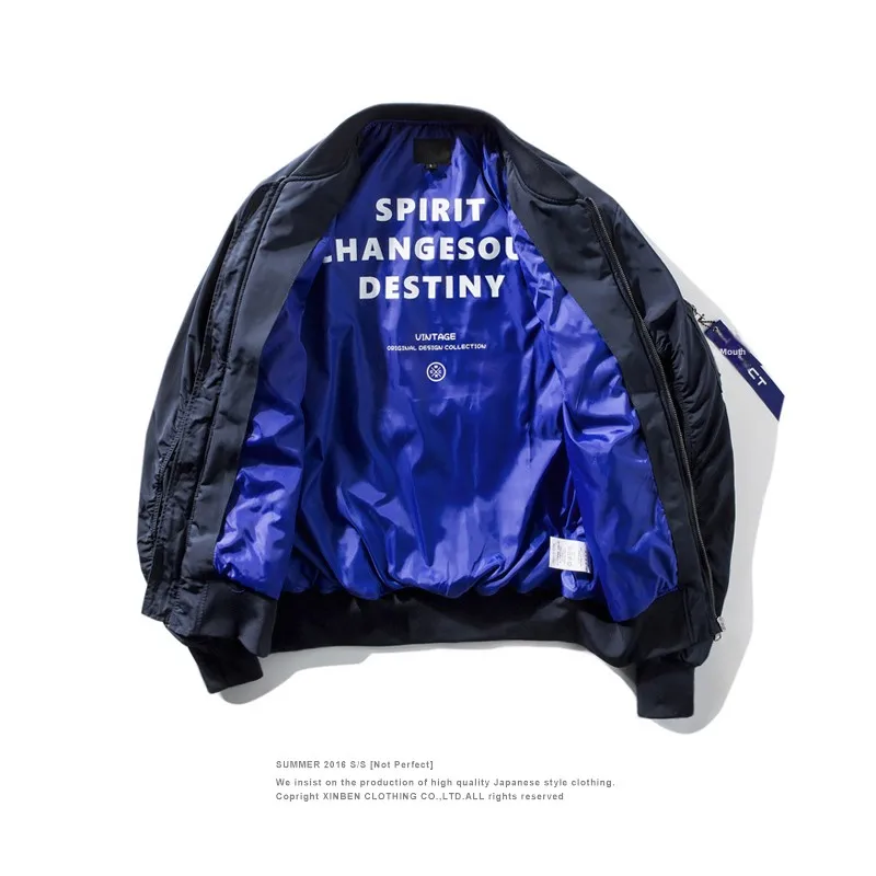 

MRCYC Haome Flight Jaet Men's Thin Street Sle Autumn Outerwear Trendy Student Hip Hop Letter Print Loose Fit Long S...