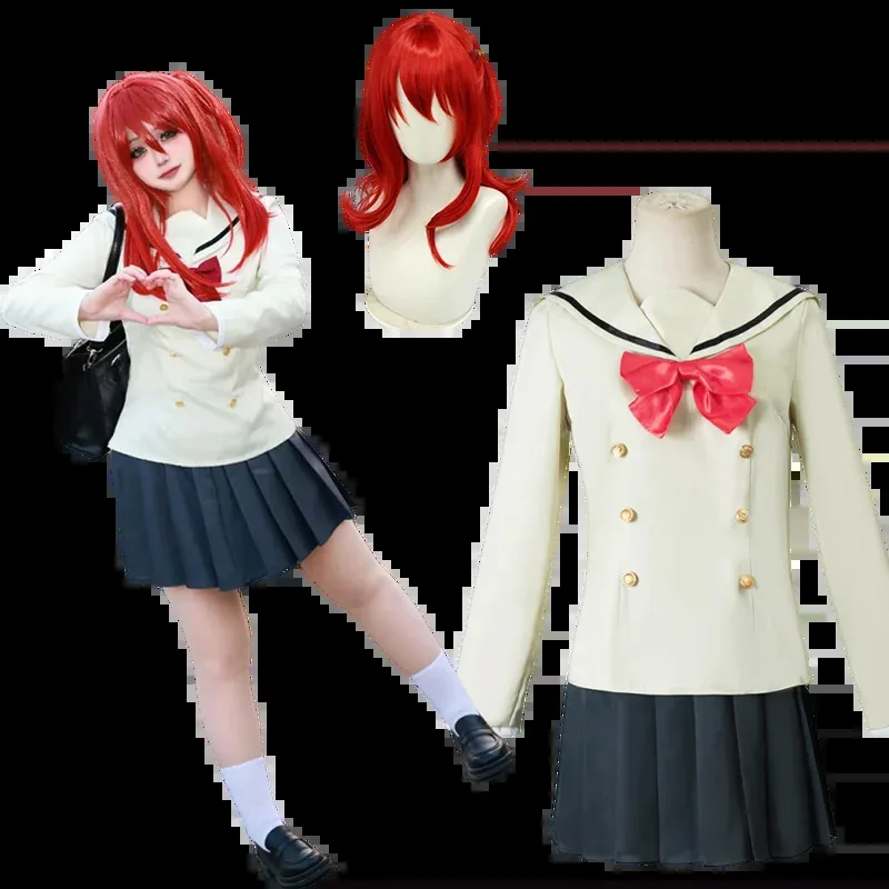 

Anime Bocchi The Rock Gotou Hitori Cosplay Costume Pink Kawaii JK Skirt Coat & Props Girl Role Cosplay Suits for Halloween Party