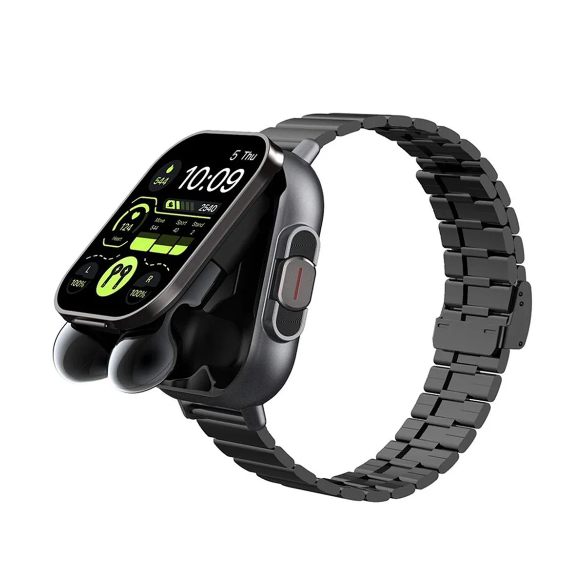 

Hot! 2 in 1 Wireless Bluetooth Smart Watch TWS Noise Cancelling Wristwatch with Earbud Heart Rate NFC Health Monitoring-C