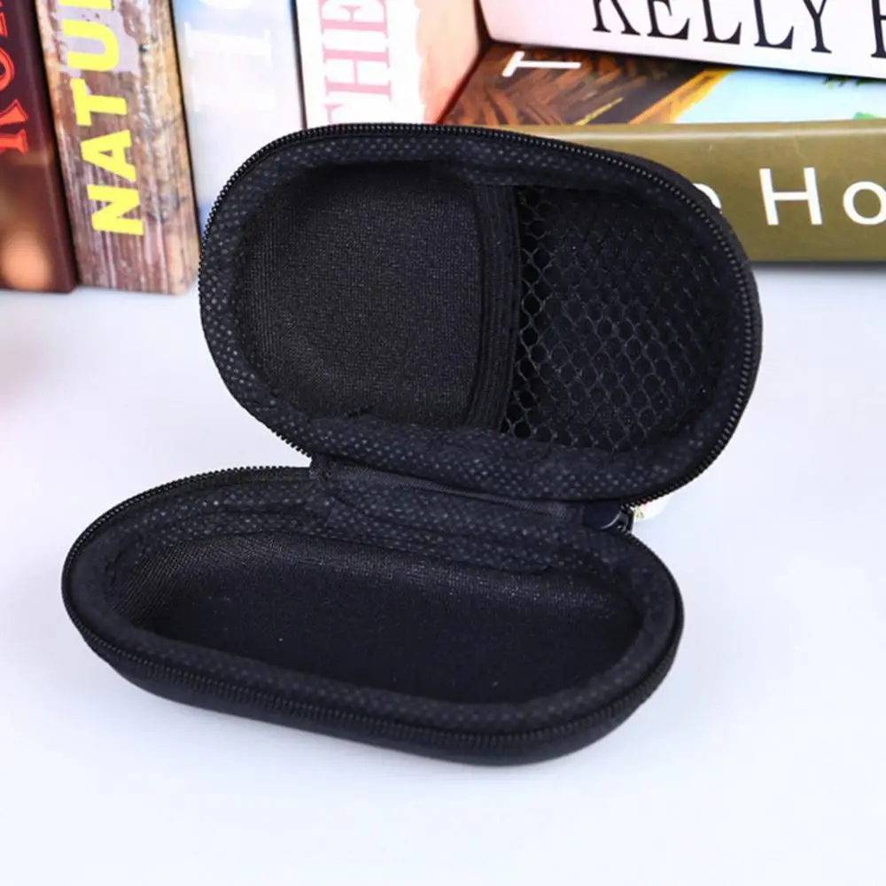 New Oval Style EVA Headphone Carry Bag Hard For In-Ear Earphone Pouches Storage Cases Black Box Headphone Accessories