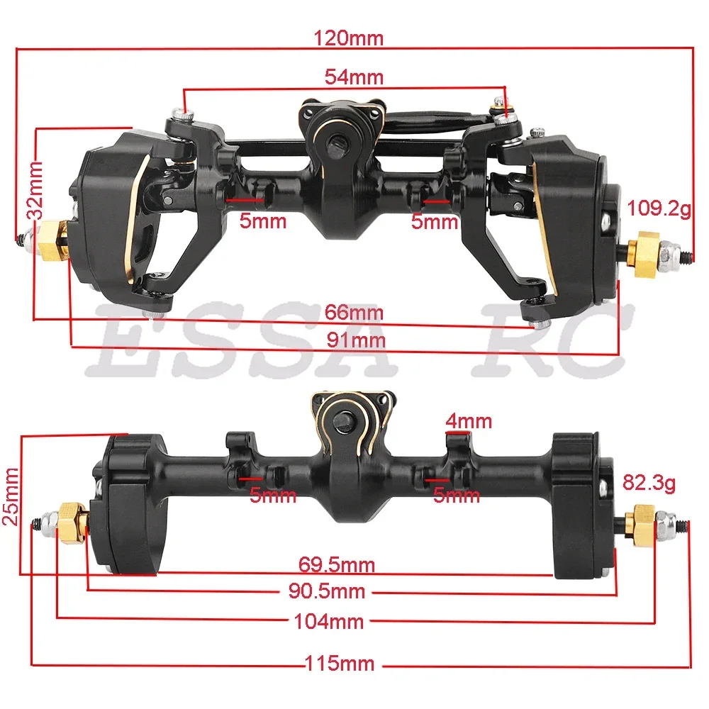 1/24 Nowa mosiężna metalowa oś portalowa przednia tylna do 1:24 Axial SCX24 90081 C10 AXI00002 AXI0005 Upgrade Parts RC Car