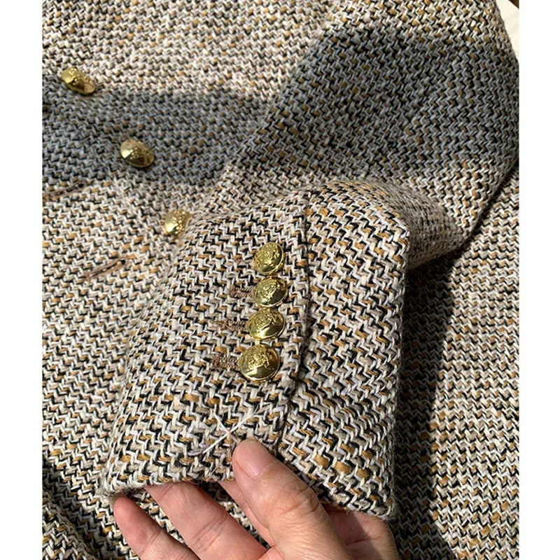 Spring Autumn Korean High Quality Short Tweed Jacket Women Casual Single-Breasted Long Sleeve Lady Blazer All-Match Tops Femme