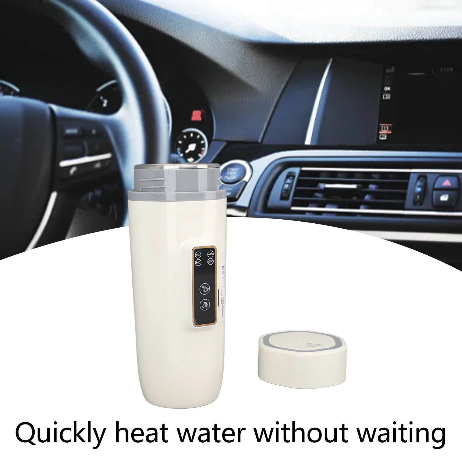 غلاية سفر كهربائية 350 مل مع شاشة ديجيتال غير قابلة للانزلاق مقاومة للماء غلاية قهوة محمولة للسفر للاستخدام الخارجي 12 فولت 80 وات