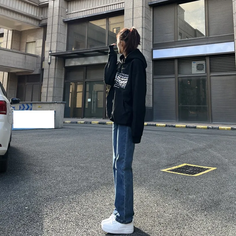 

High Waist Loose Straight Leg Jeans plus Size Women's Autumn Winter New Sle Pear aped Body Pants Slimming Long Trousers