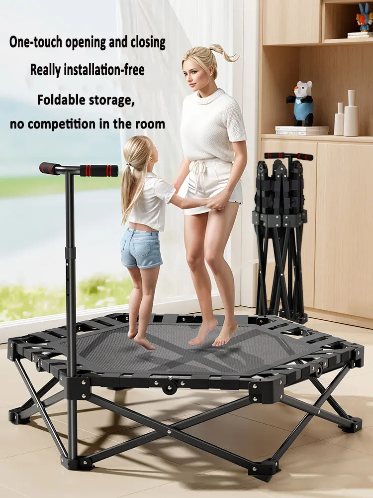 Spring Indoor Trampoline Foldable Trampoline Adjustable Trampoline with Handle Opening and Closing Mechanism