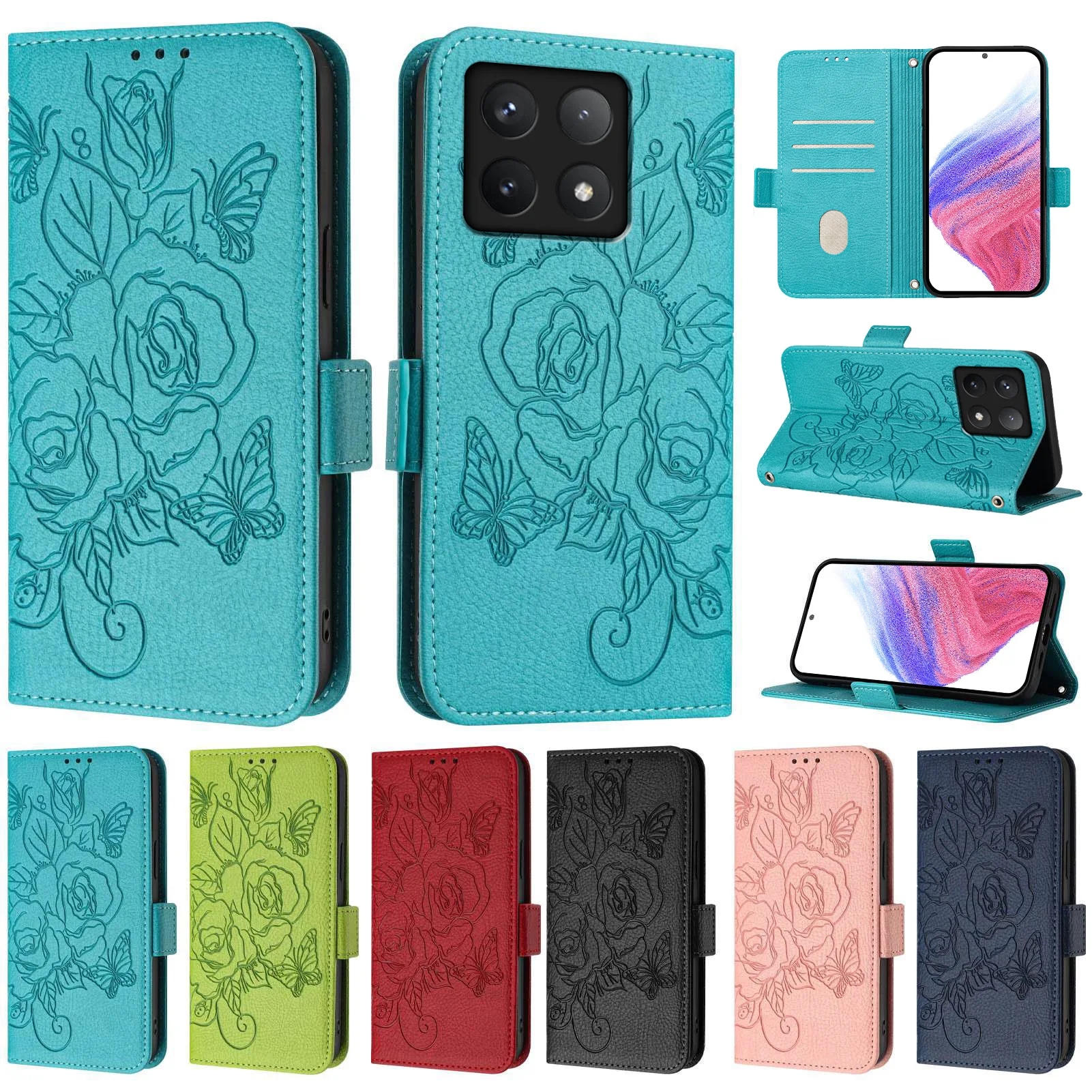 

Кожаный чехол-бумажник с цветочным принтом для Xiaomi 14T 13T 12T 11T 10T 15 14 Pro 13 12 11 10 Lite, Poco X7 M7 F6 F7 C75 C71 Cover