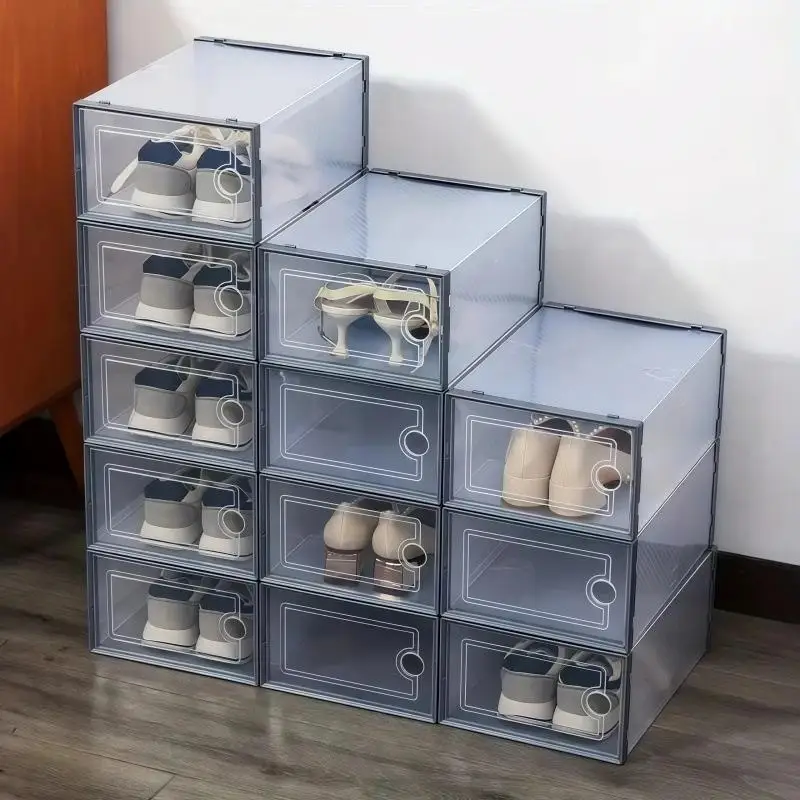 

Stackable Transparent Plastic Shoe Box - A Dust-proof, Foldable Shoe Box Multifunctional Shoe Rack for Homes, Wardrobes