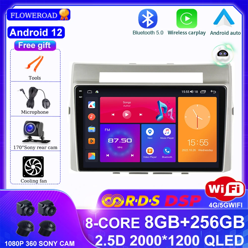 

Android 12 for Toyota Verso 2004 - 2009 Car Radio Multimedia Video Player DSP BT 5.0 Built-in Carplay Auto IPS No 2din 2 din dvd