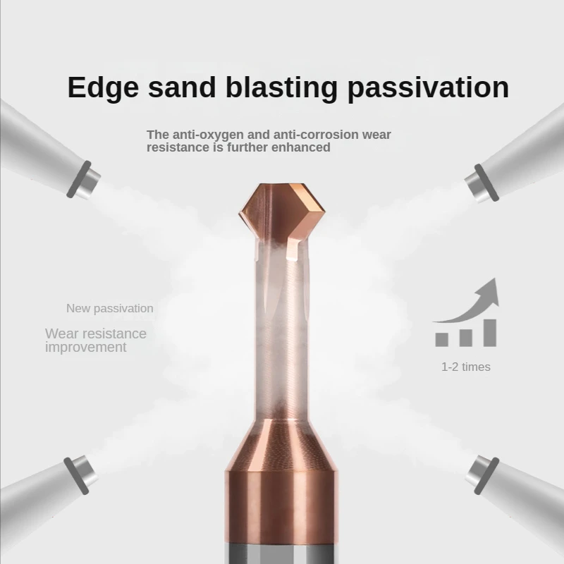 90 Degree Upper and Lower Inner Hole Chamfering Knife Tungsten Steel Carbide Milling Cutter Front and Back Double-sided Aluminu