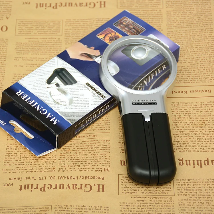 65Mm Handheld Magnifier Illuminated Magnifying Glass with Led Light for Reading/repair 3X Mini Pocket Microscope Jewelry Loupe