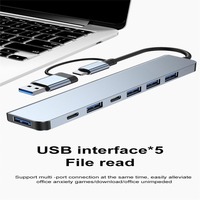 1 To 7 Type-c Expansion Dock Hub Splitter Multifunctional 7-in-1 USB Splitter Aluminum Alloy Grey Type-C Docking Station