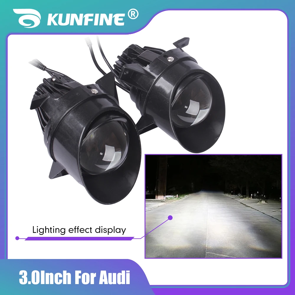 

3.0'' Pair of Bi-Xenon HID Car Fog Light Projector Lens Kit For Audi Toyota Nissan Fareo Car Headlight High Low Beam White Light