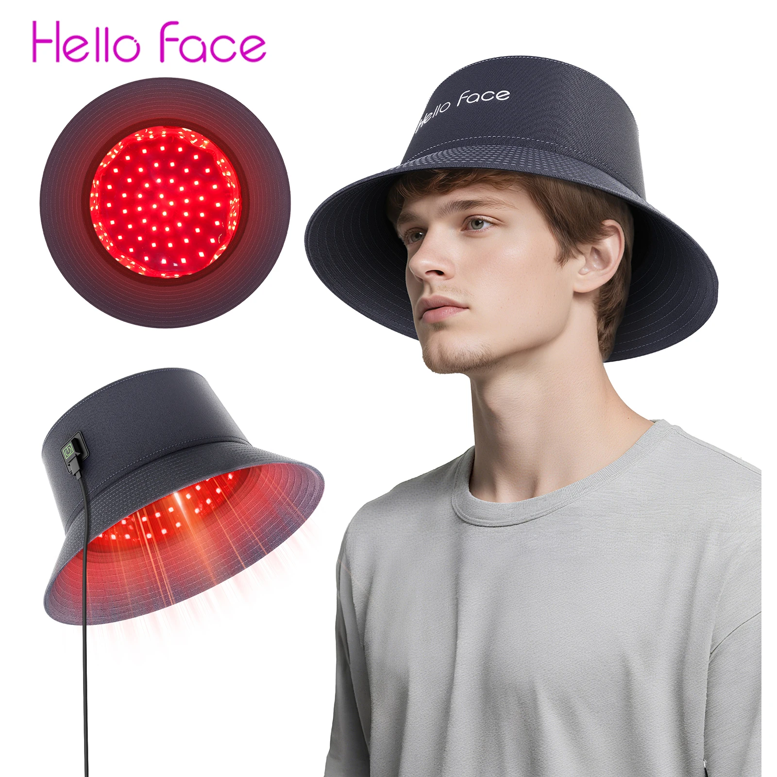 

Hello Face T100 Cap Red Light Therapy Hat Thinning Hair Loss Solution for Men & Women