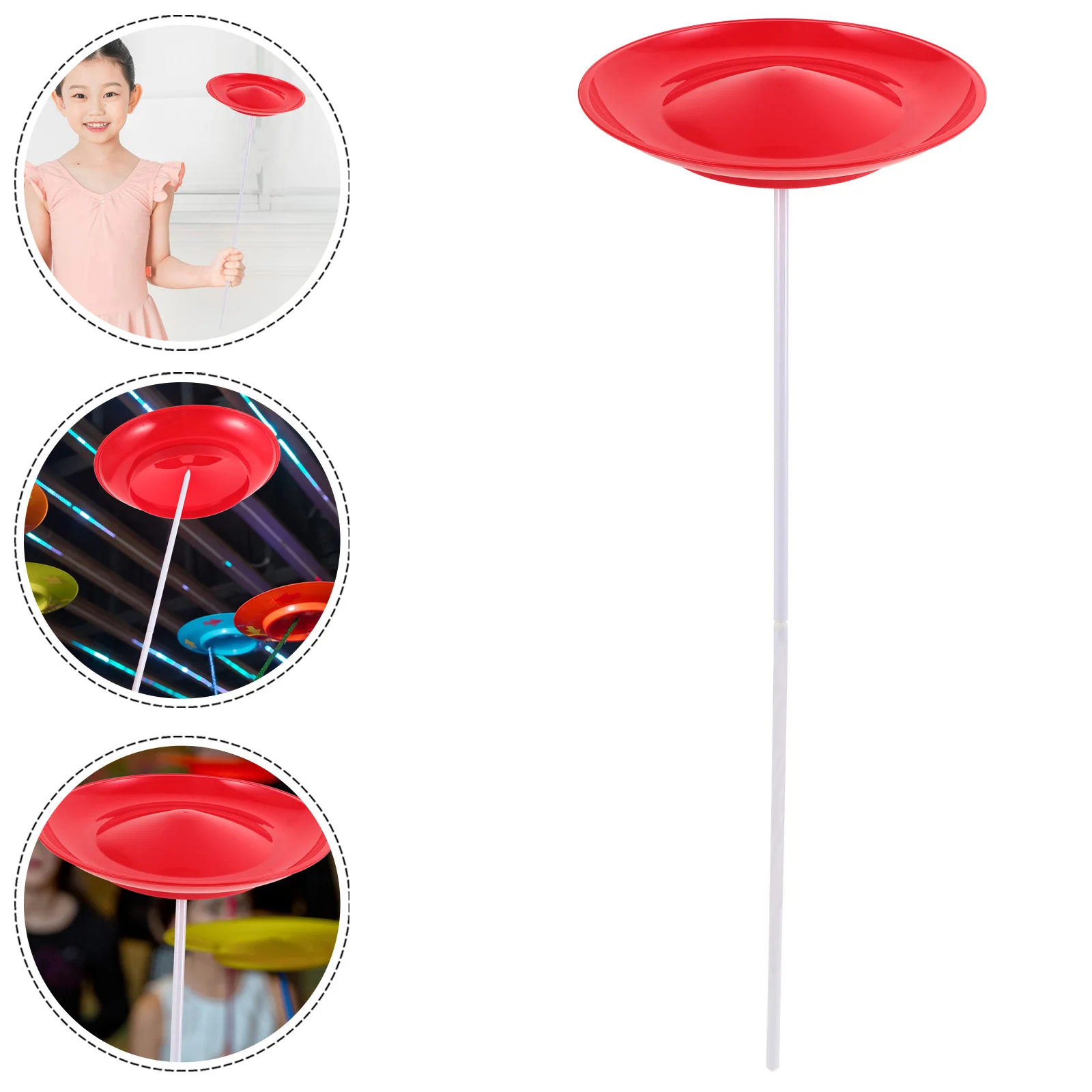 Juggling Turntable Spinning Plate for Kids with Sticks Equipment Skill Plastic Training Circus Skills Toys Eating