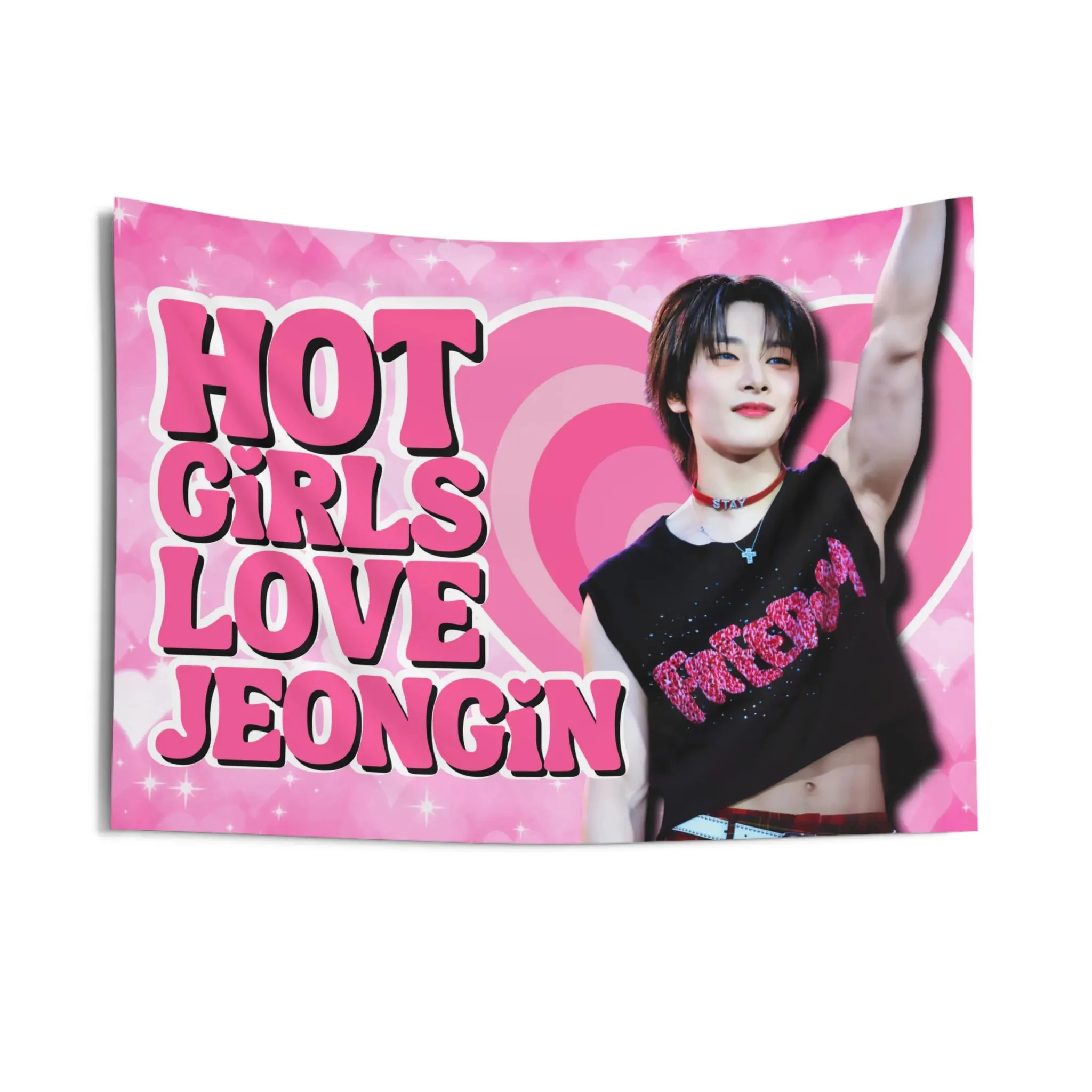K-Pop Idol Pink Amerikanische Flagge Wandteppich Trendige Y2K Ästhetik, Fan-Merchandise, Stilvolle Raumdekoration für K-Pop Enthusiasten Teenager-Fans