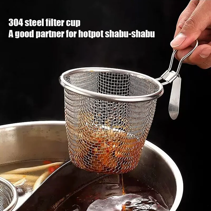 1PC Hot Pot Special Leakage Spoon Fine Mesh Stainless Steel Household With Hooks Powder Hedge Fishing Pasta Scoop Leakage Net