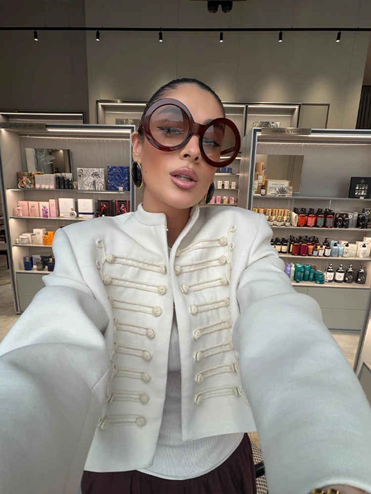 High Street Women’s Jacket O-neck Single Breasted Solid Female Napoleon Jackets 2026 Spring New Chic Fashion Casual Lady Coat 3 High Street Women's Jacket O-neck Single Breasted Solid Female Napoleon Jackets 2026 Spring New Chic Fashion Casual Lady Coat 3