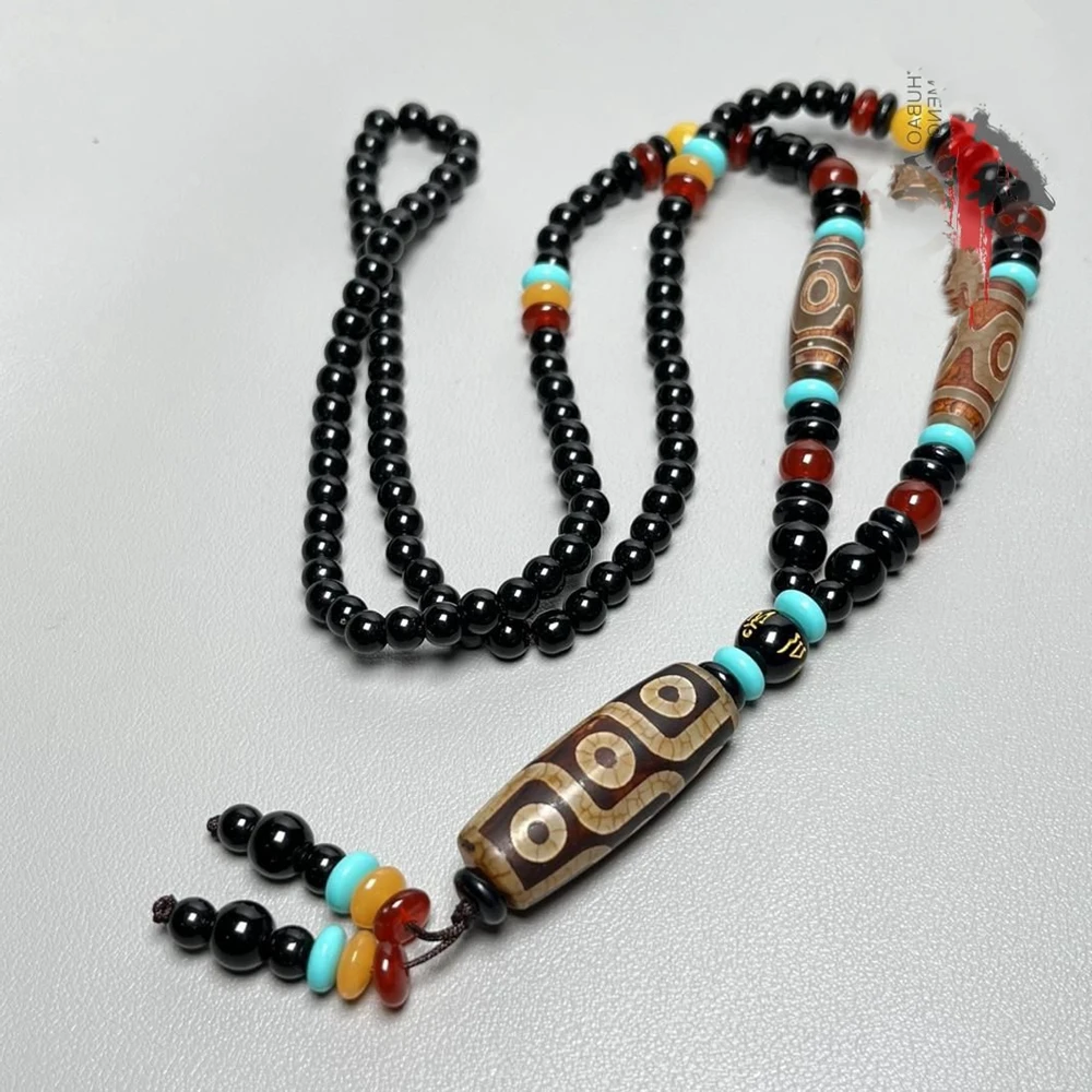 

Nature 9 Eyes Pendant Mascot Home Ornament Hanging 3 Eyes Amulet Tibetan Dzi Bead Bless Agate Talisman