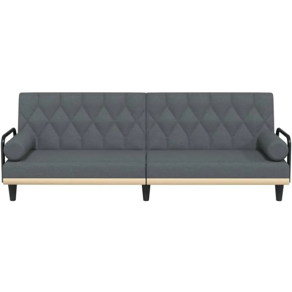 Nowoczesna, ciemnoszara sofa z funkcją spania, tapicerowana tkaniną, z podłokietnikami - wygodna kanapa do salonu i łóżko do nauki.