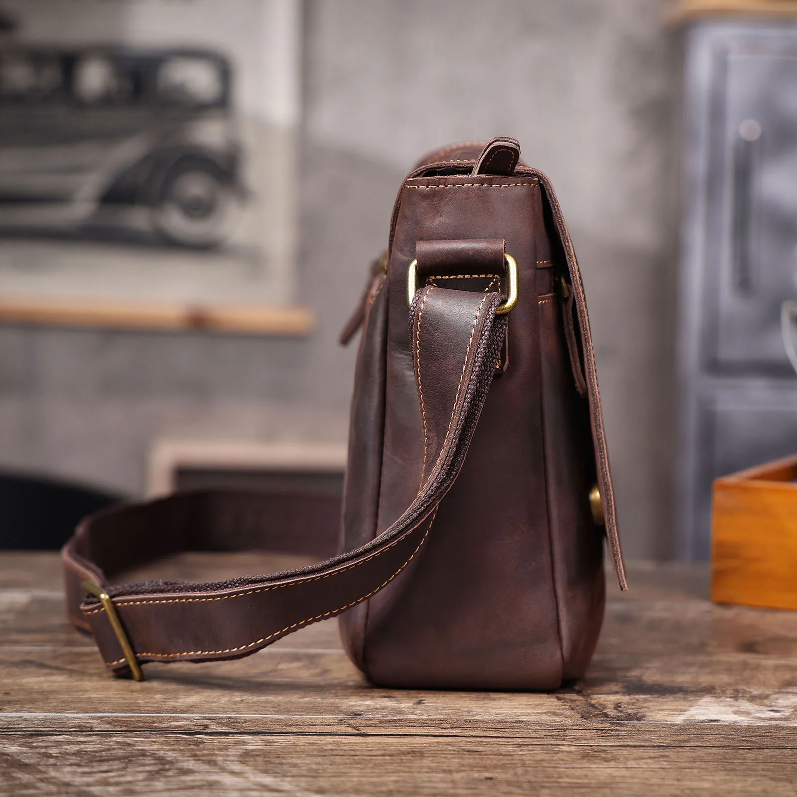 Vintage Herren-Aktentasche aus echtem Leder, 15-Zoll-Laptoptasche, Messenger-Taschen für Arbeit und Business, Crazy Horse Rindsleder-Handtasche für Männer, La – Detail 25