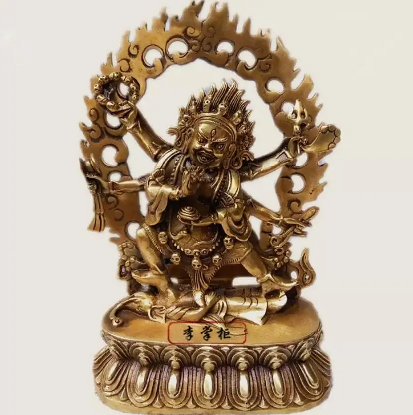 Tibetan Buddhist handmade brass Buddha statue Six arm Maha Gala Mahakala