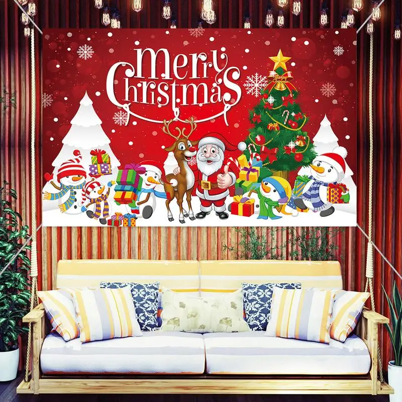 Christmas Banner Backdrop Merry Christmas Backdrop Banner Santa Claus Elk Snowman Backdrops For Home Workplace School