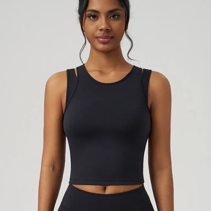 Жилет для йоги, женская спортивная рубашка без рукавов для спортзала, спортивная одежда для фитнеса и тренировок, жилет для бега на открытом воздухе, спортивные майки