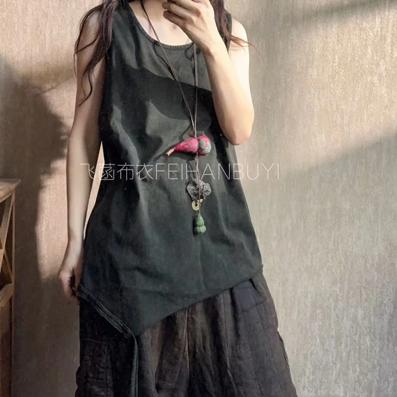 

Новинка 2026 года: Летние женские хлопковые майки с круглым вырезом, без рукавов, повседневные, свободные, винтажные, для карнавалов, модель F49