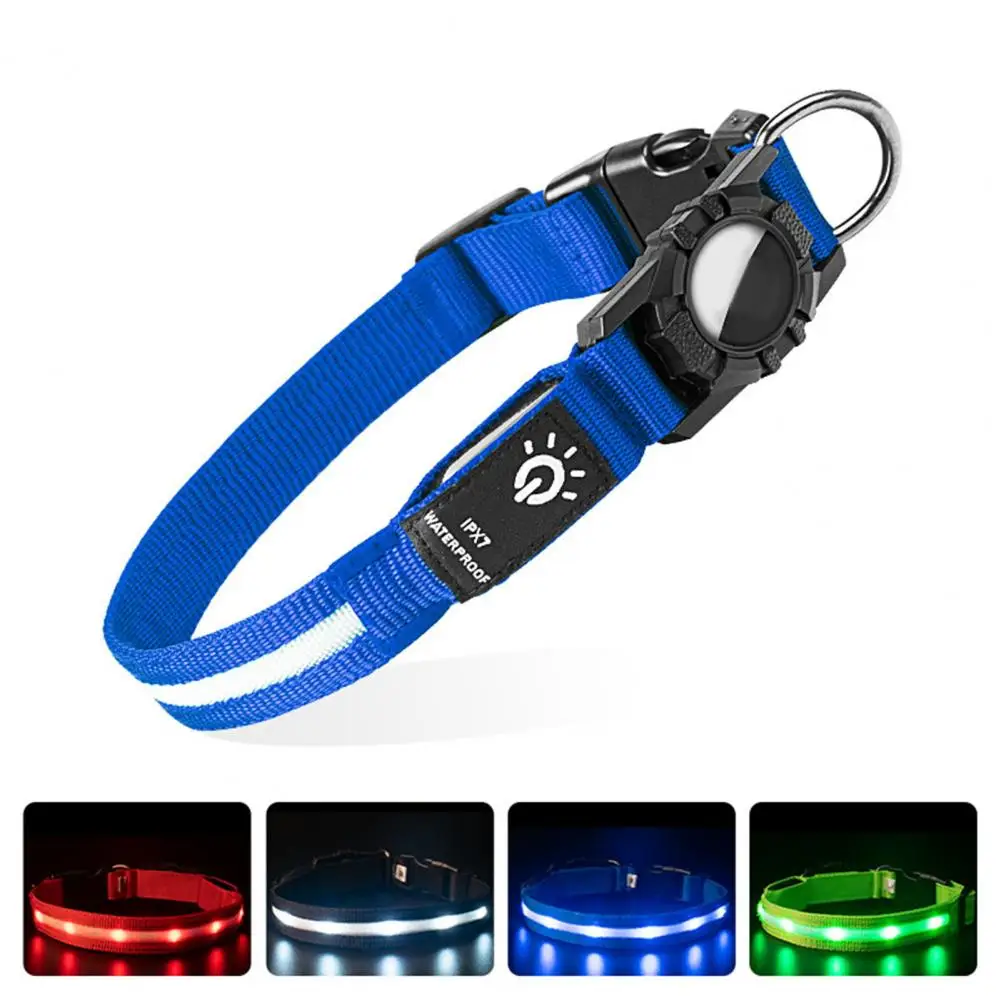 Pet Collar with Quick-release Buckle Waterproof Led Dog Collar with Usb Rechargeable Light for Night Safety for Airtag for Night