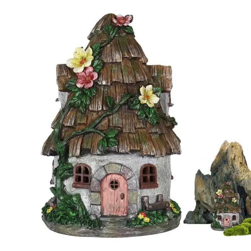 Fairy Garden Decor For Outside Mini Wood Fairy Yard House Art Sculpture Garden Decor For Porch Wall Living Room Garden Fence