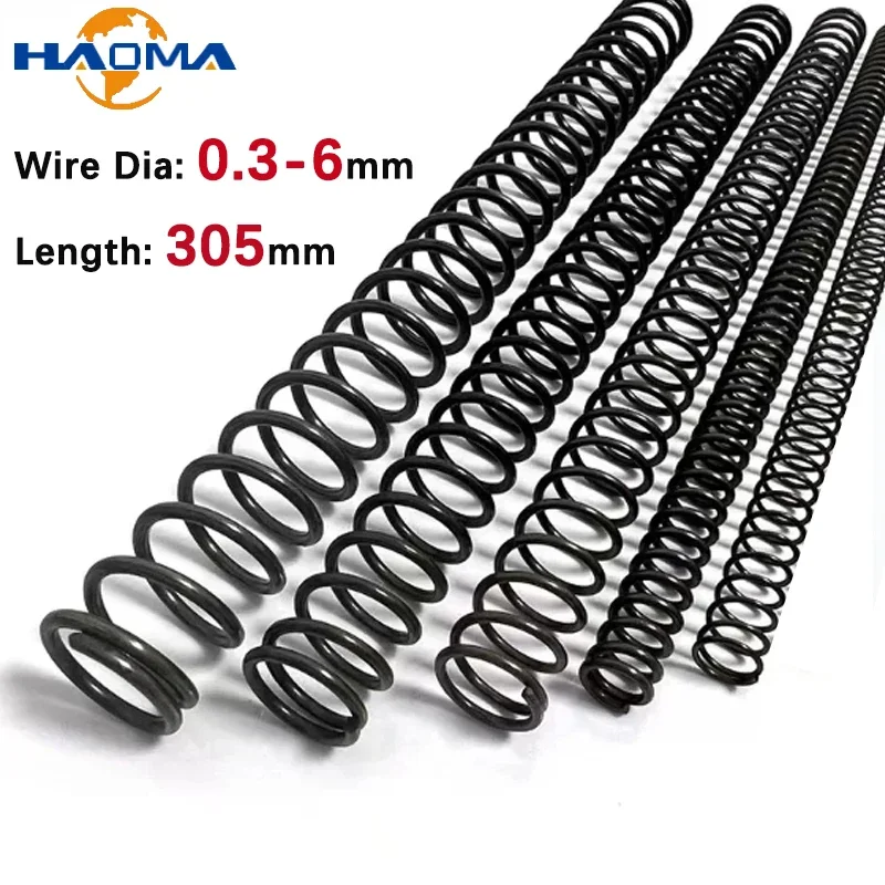 Length 305mm Black Steel Compression Spring Return Spring Steel Wire Diameter 0.3-6mm Outer diameter 3-60mm