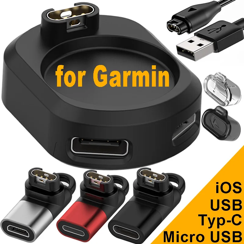 Watch Charger Plug For IOS Micro USB Type C Charging Adapter Cable For Garmin Watch Fenix 8 7 S 6 5 7X 6X Forerunner 955 935 255