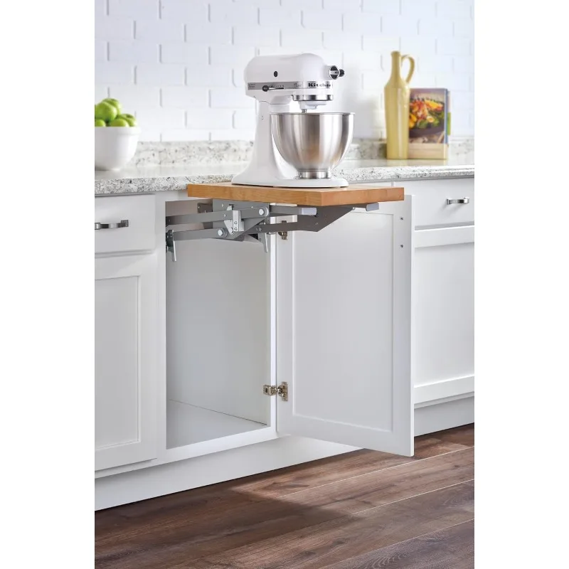 home.Mixer/Appliance Lifting System w/Shelf Included for Base Cabinets, Light Brown