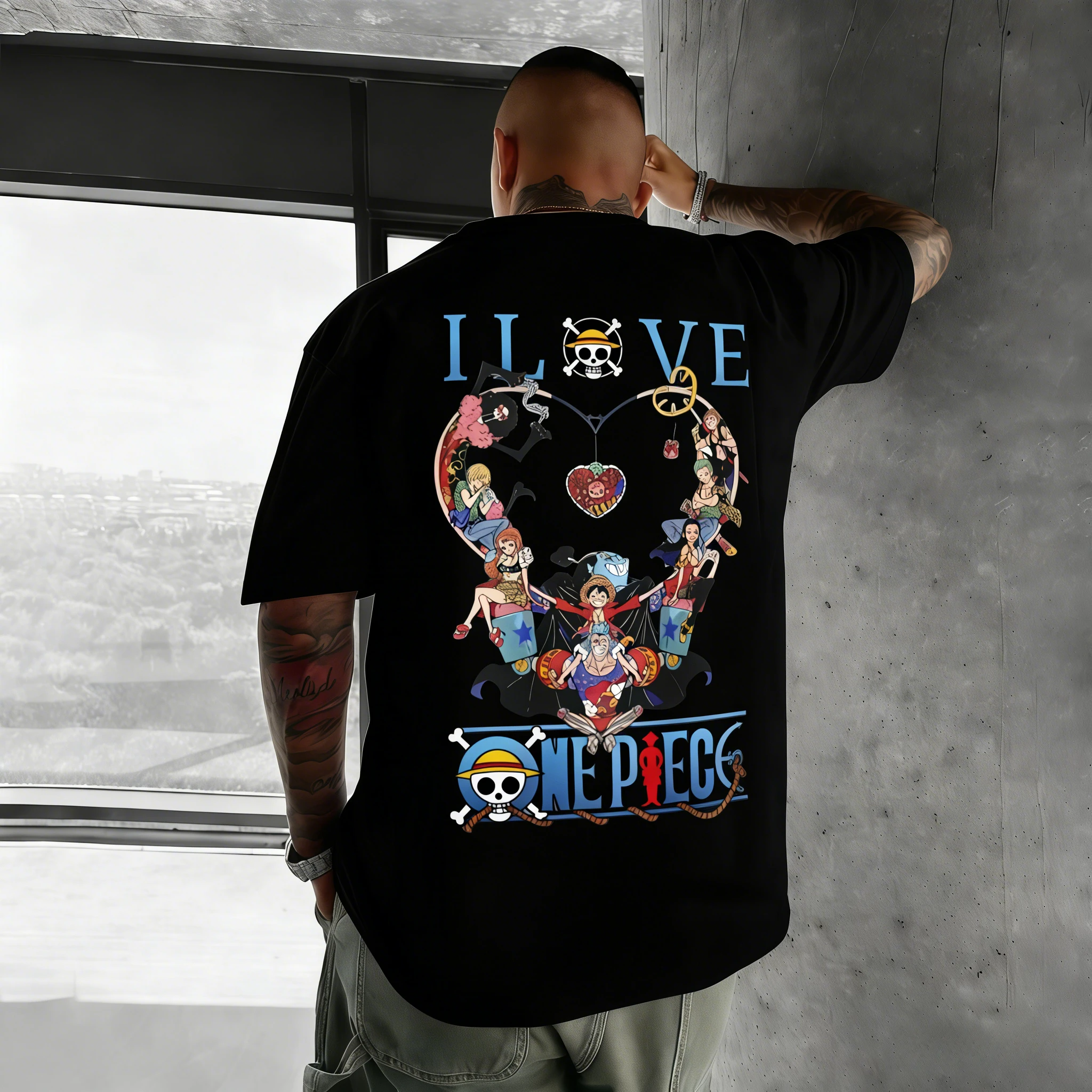 

One Piece Anime Action Figure - Men's and Women's Cotton Short-sleeved 2026 Summer Loose and Breathable Sports T-shirt