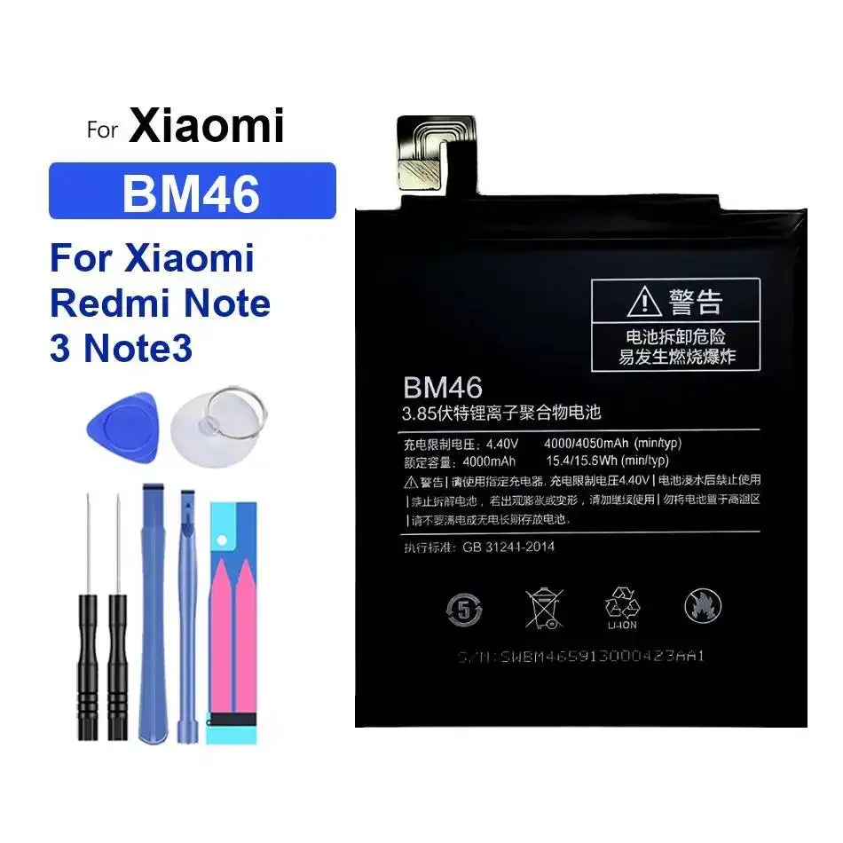 

For Xiaomi Redmi Note 3 Note3 BM46 4000Mah Durable Mobile Phone Battery Safe