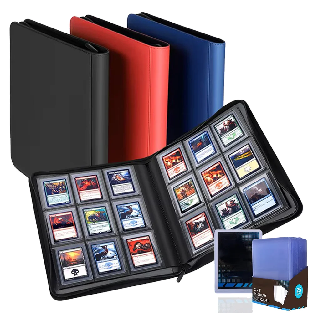 Classeurs Toploader pour cartes à collectionner PKM, 9 pochettes, Album Toploader pour 252 + 3 "X 4", chargeurs supérieurs, protecteurs de cartes pour MTG PTCG