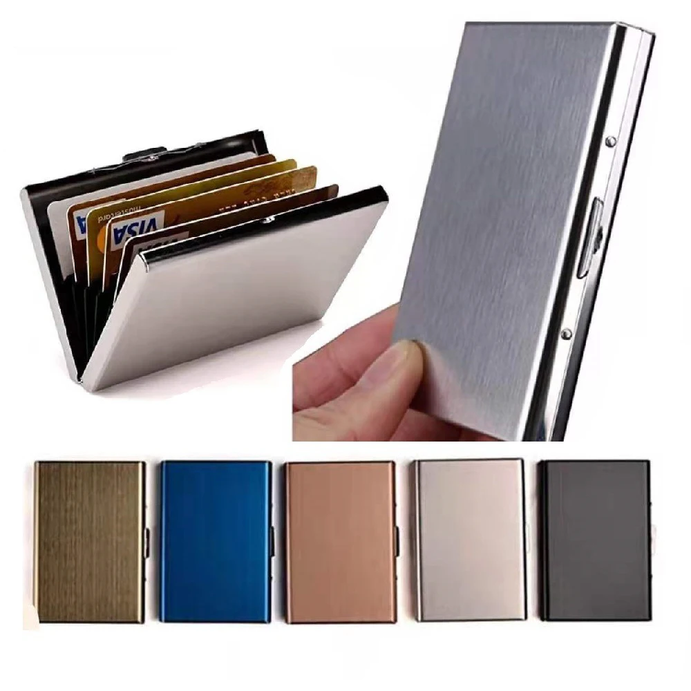 

Luxury ANTI Rfid Credit Card Holder Metal Wallet Aluminium Bank Cardholder Case Men Slim Minimalist Wallet Travel Accessories
