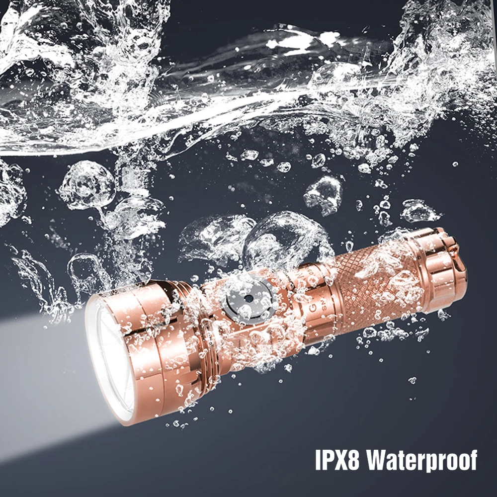 EDC LED Lighting Copper Flashlights Outdoor Camping Lantern Type USB C 10280 10750 Battery Rechargeable Lamp Powerful Torch