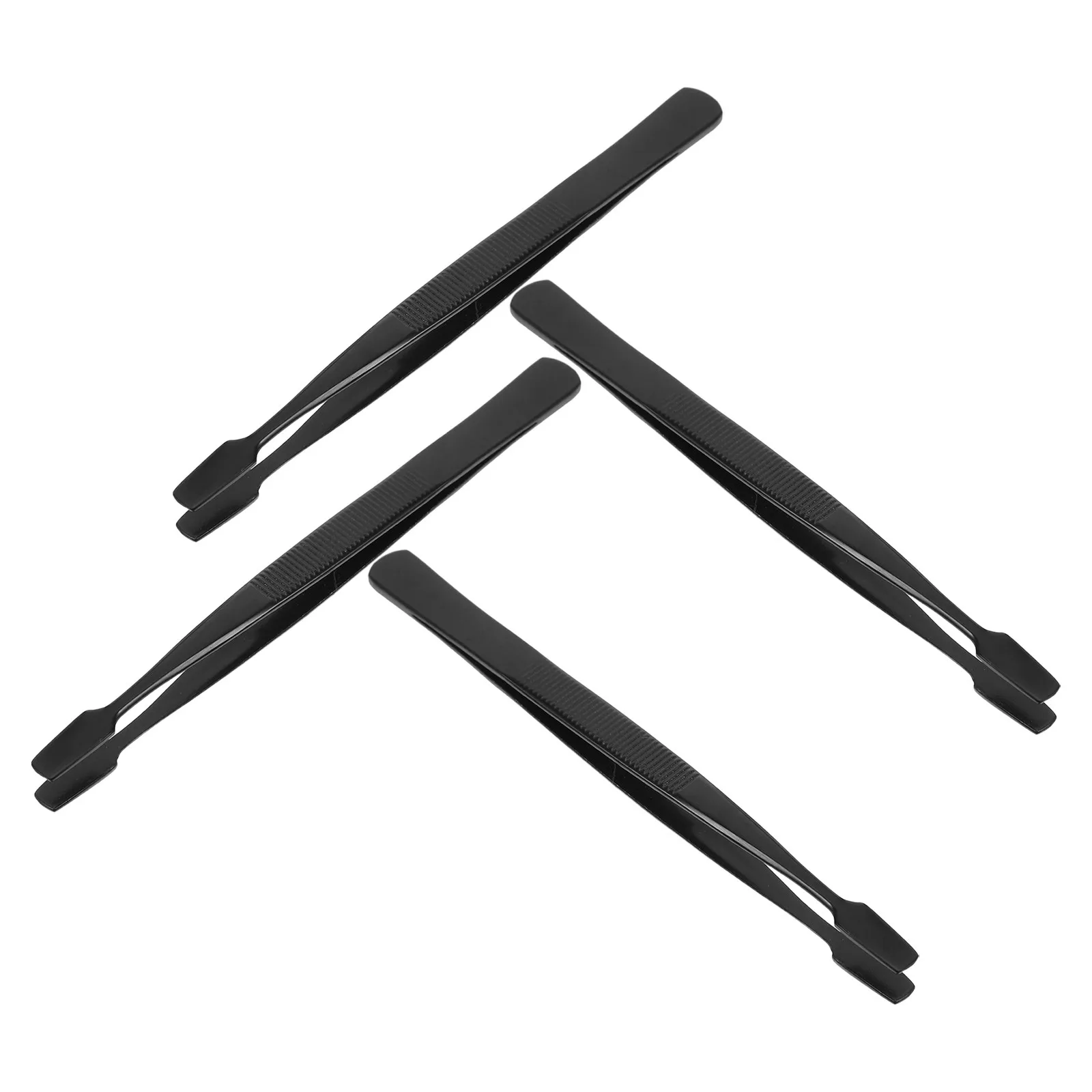 4Pcs Stamp Tweezers Straight Tip Black Stainless Steel Philatelic Tongs Precision Stamp Handling Tools No Scratch Anti Static