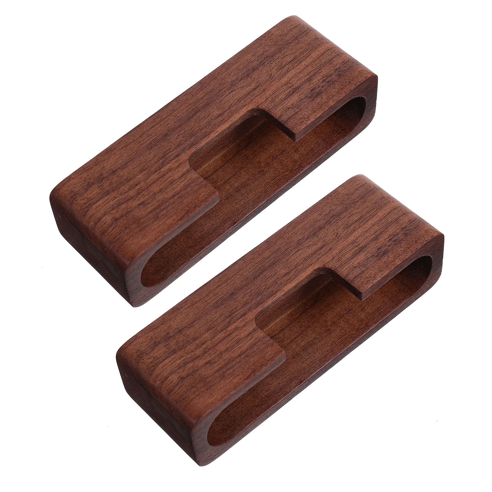 

2 Pcs Business Card Holder Faux Wood Grain Display Stand Desk Office Organizer Large Capacity Non Slip Base Thickened
