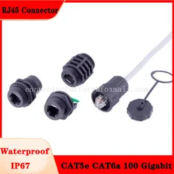 1Pcs 5Pcs 10Pcs Waterproof RJ45 Connector CAT5e CAT6a 100 Gigabit IP67 IP68 Boards With Front And Rear Mounting Plugs Socket