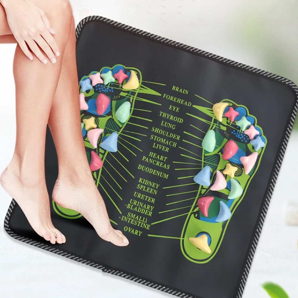 Portable Natural Cobblestone Foot Massage Mat Stimulation Acupoint Improve Blood Circulation Relief Pain Relax Feet Pressure