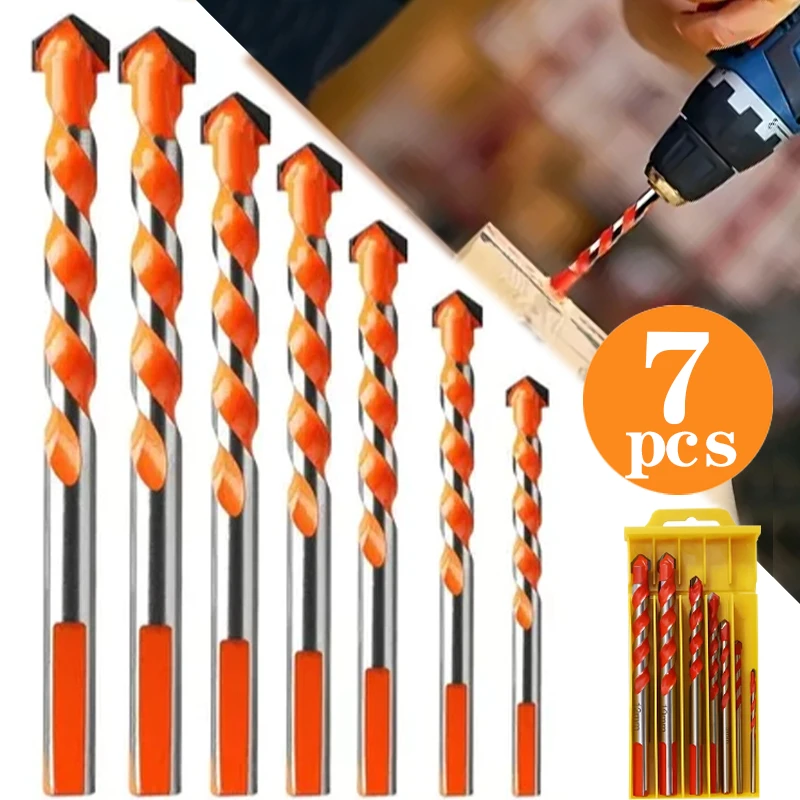 Kit 7 Brocas De Metal Duro Para Concreto Madeira Aço Perfuração De Precisão Construção