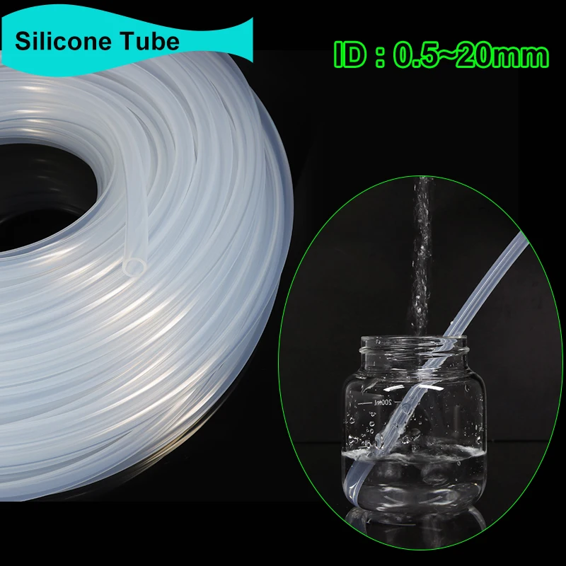 1/3/5/10m Transparent Silicone Rubber Hose Food Grade ID0.5 1 2 3 4 5 6 7 8 9 10 12 14 16 20mm Garden Aquarium Water Tube Pipe